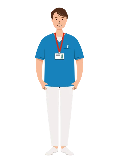 看護師 イラスト(男性・全身)| 無料・商用利用可 | NURMC001-01-C | 無料素材ペペロ