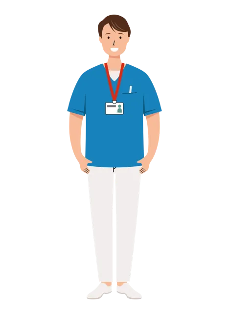 看護師 イラスト(男性・全身)| 無料・商用利用可 | NURMC002-01-C | 無料素材ペペロ