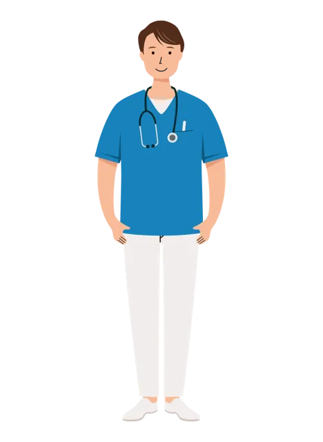 看護師 イラスト（男性・全身）| 無料・商用利用可 | NURMC003-01-C | 無料素材ペペロ