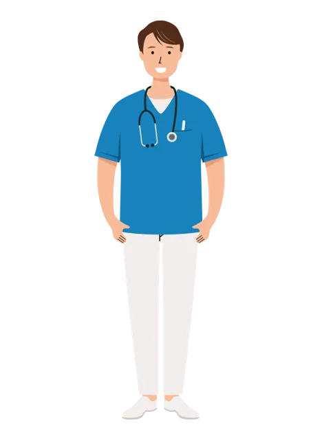 看護師 イラスト(男性・全身)| 無料・商用利用可 | NURMC004-01-C | 無料素材ペペロ