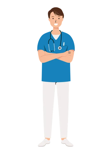 看護師 イラスト（男性・全身）| 無料・商用利用可 | NURMC022-01-C | 無料素材ペペロ