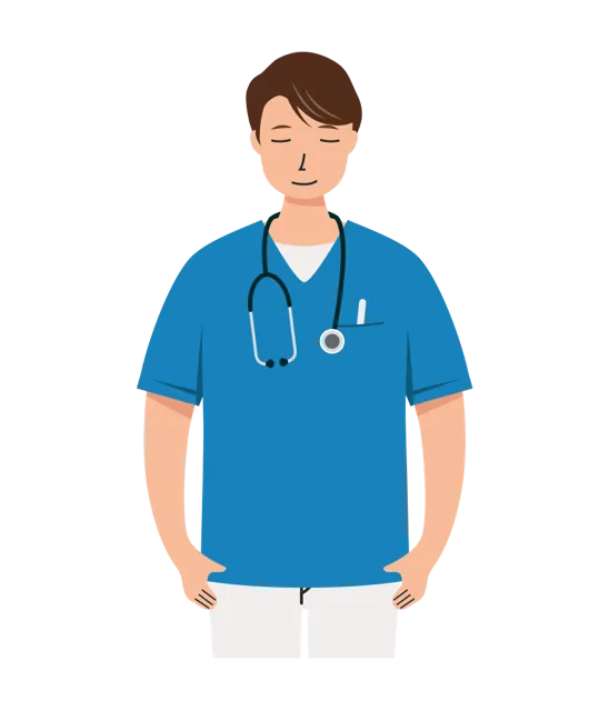 看護師 イラスト（男性・上半身）| 無料・商用利用可 | NUMUBC005-01-C | 無料素材ペペロ