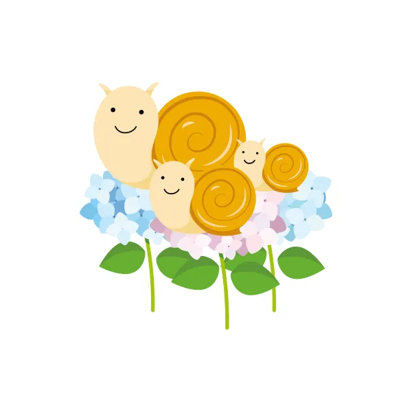 カタツムリと紫陽花 イラスト | 梅雨・６月 | 無料・商用利用可 | RASEAC-006-C | 無料素材ペペロ