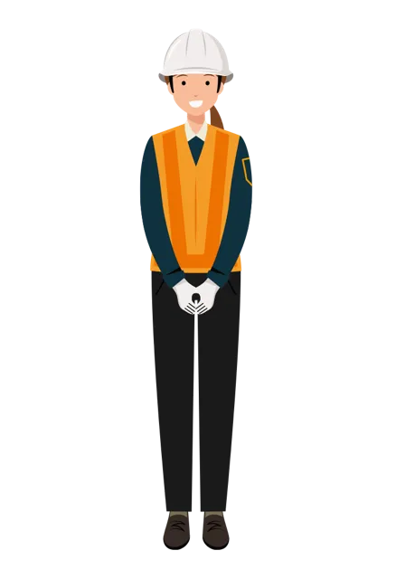 交通誘導員 イラスト（女性・全身）| 無料・商用利用可 | TGFC002-01-C | 無料素材ペペロ
