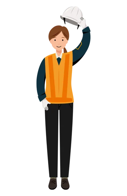 交通誘導員 イラスト（女性・全身）| 無料・商用利用可 | TGFC004-01-C | 無料素材ペペロ