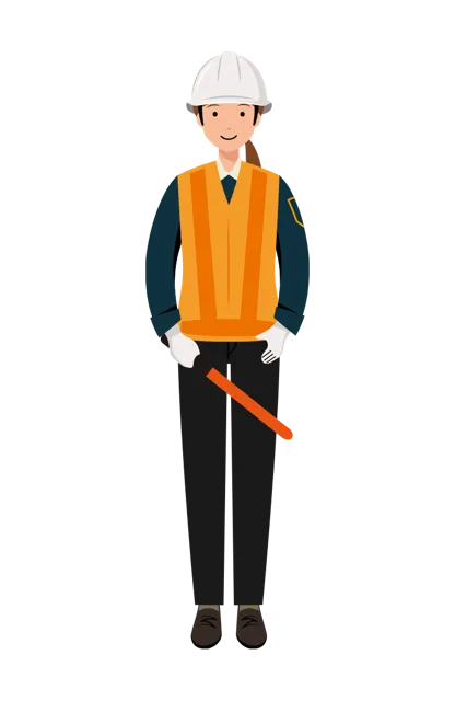 交通誘導員 イラスト（女性・全身）| 無料・商用利用可 | TGFC006-01-C | 無料素材ペペロ