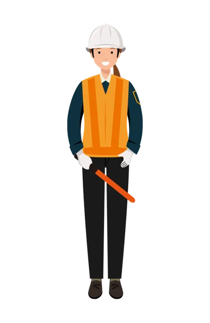 交通誘導員 イラスト（女性・全身）| 無料・商用利用可 | TGFC007-01-C | 無料素材ペペロ