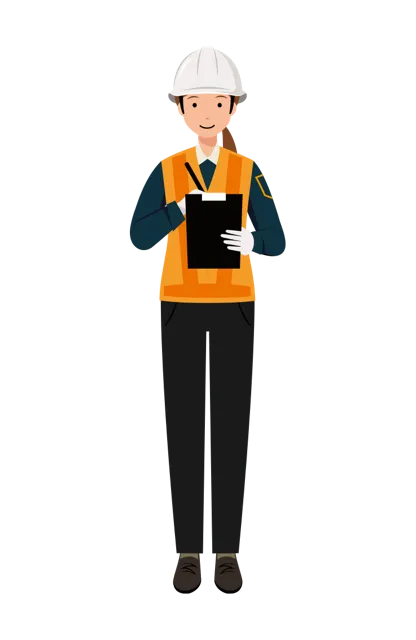 交通誘導員 イラスト（女性・全身）| 無料・商用利用可 | TGFC008-01-C | 無料素材ペペロ