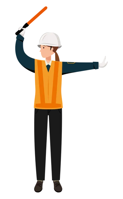 交通誘導員 イラスト（女性・全身）| 無料・商用利用可 | TGFC014-01-C | 無料素材ペペロ