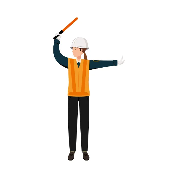 交通誘導員 イラスト（女性・全身）| 無料・商用利用可 | TGFC014-C | 無料素材ペペロ