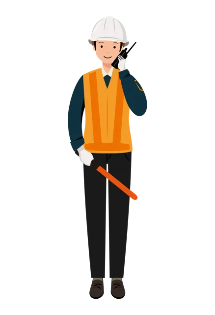 交通誘導員 イラスト（女性・全身）| 無料・商用利用可 | TGFC015-01-C | 無料素材ペペロ
