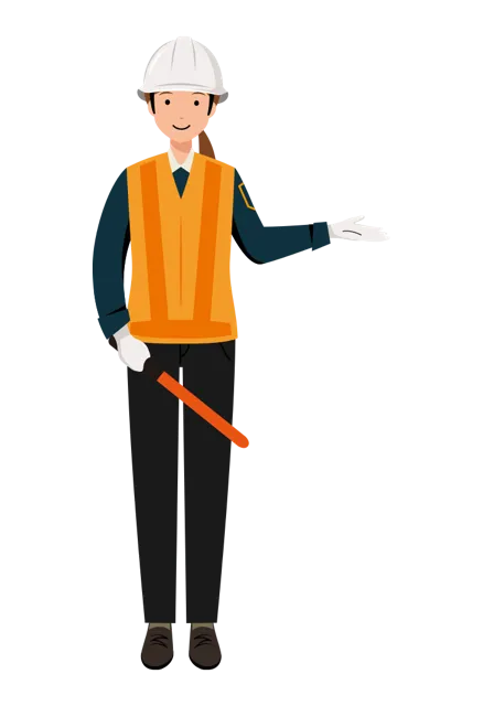 交通誘導員 イラスト（女性・全身）| 無料・商用利用可 | TGFC016-01-C | 無料素材ペペロ