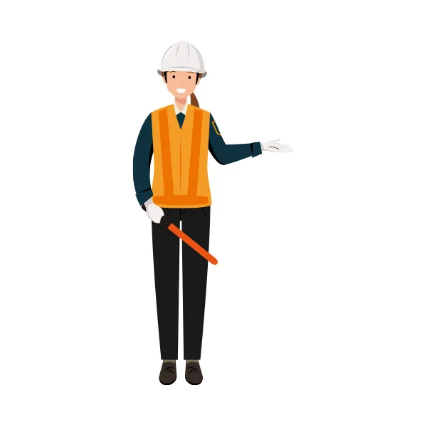 交通誘導員 イラスト（女性・全身）| 無料・商用利用可 | TGFC017-C | 無料素材ペペロ