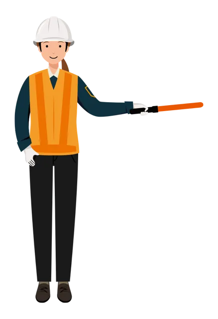 交通誘導員 イラスト（女性・全身）| 無料・商用利用可 | TGFC018-01-C | 無料素材ペペロ