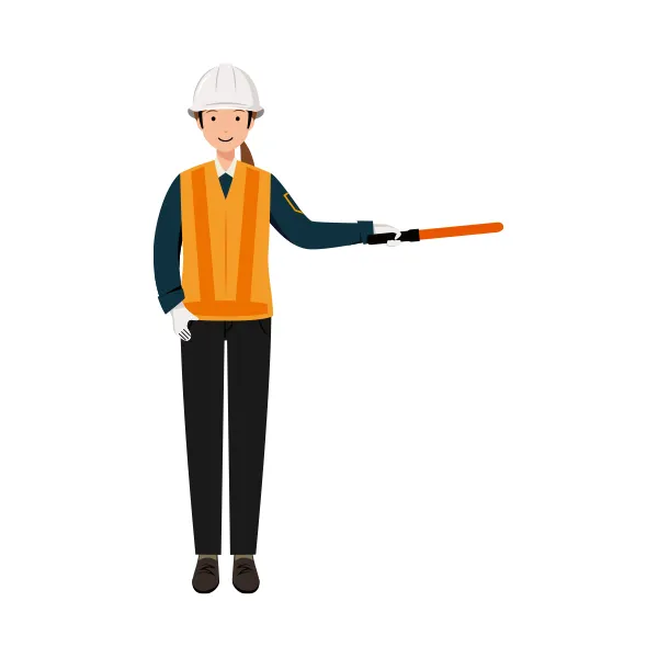 交通誘導員 イラスト（女性・全身）| 無料・商用利用可 | TGFC018-C | 無料素材ペペロ