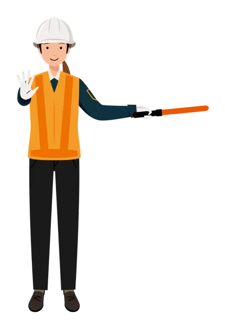 交通誘導員 イラスト（女性・全身）| 無料・商用利用可 | TGFC019-01-C | 無料素材ペペロ