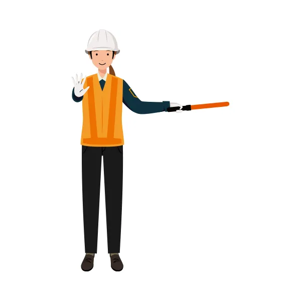 交通誘導員 イラスト（女性・全身）| 無料・商用利用可 | TGFC019-C | 無料素材ペペロ