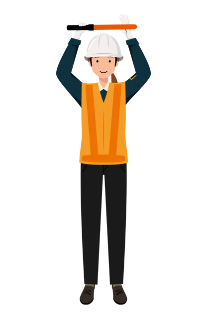 交通誘導員 イラスト（女性・全身）| 無料・商用利用可 | TGFC020-01-C | 無料素材ペペロ