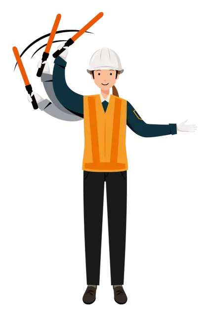 交通誘導員 イラスト（女性・全身）| 無料・商用利用可 | TGFC021-01-C | 無料素材ペペロ