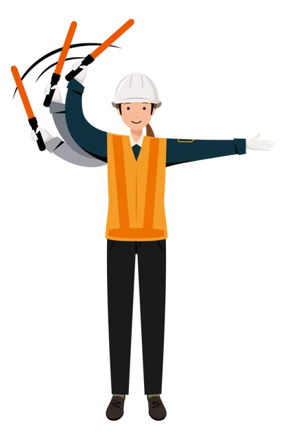 交通誘導員 イラスト（女性・全身）| 無料・商用利用可 | TGFC022-01-C | 無料素材ペペロ