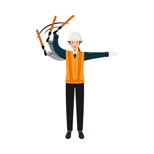 交通誘導員 イラスト（女性・全身）| 無料・商用利用可 | TGFC022-C | 無料素材ペペロ