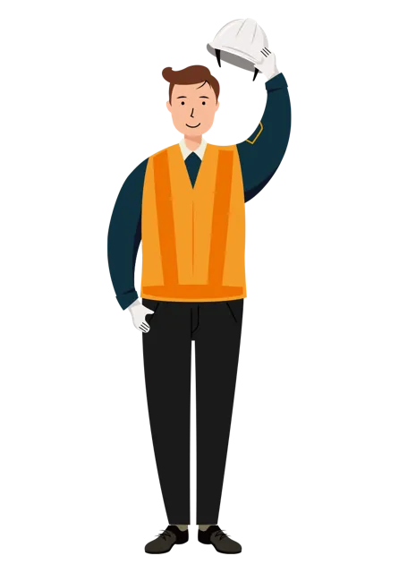 交通誘導員 イラスト（男性・全身）| 無料・商用利用可 | TGMC004-01-C | 無料素材ペペロ