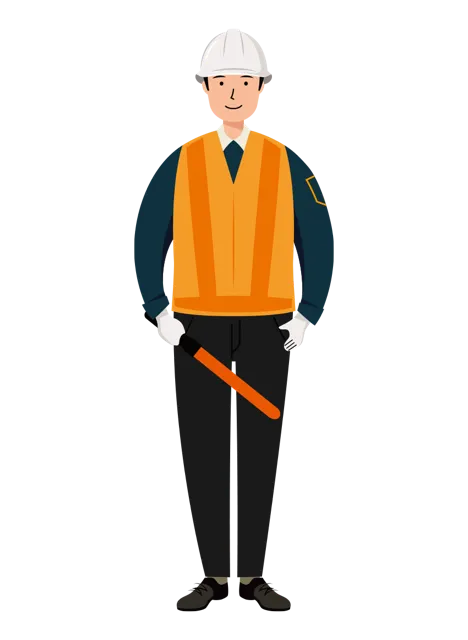 交通誘導員 イラスト（男性・全身）| 無料・商用利用可 | TGMC006-01-C | 無料素材ペペロ