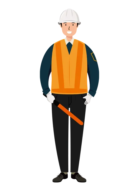 交通誘導員 イラスト（男性・全身）| 無料・商用利用可 | TGMC007-01-C | 無料素材ペペロ
