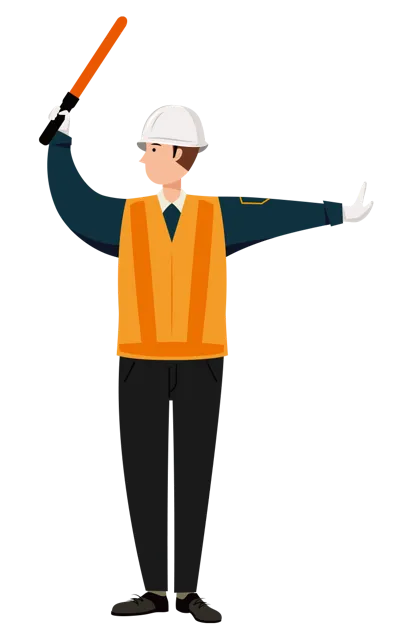 交通誘導員 イラスト（男性・全身）| 無料・商用利用可 | TGMC017-01-C | 無料素材ペペロ