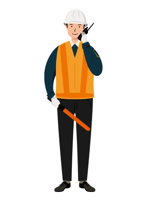 交通誘導員 イラスト（男性・全身）| 無料・商用利用可 | TGMC018-01-C | 無料素材ペペロ