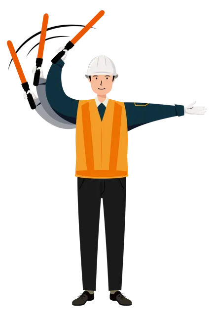 交通誘導員 イラスト（男性・全身）| 無料・商用利用可 | TGMC023-01-C | 無料素材ペペロ