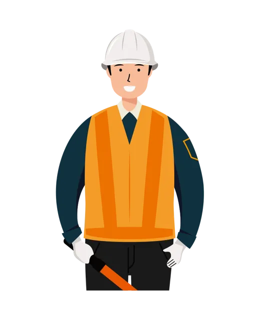 交通誘導員 イラスト（男性・上半身）| 無料・商用利用可 | TGMUBC007-01-C | 無料素材ペペロ