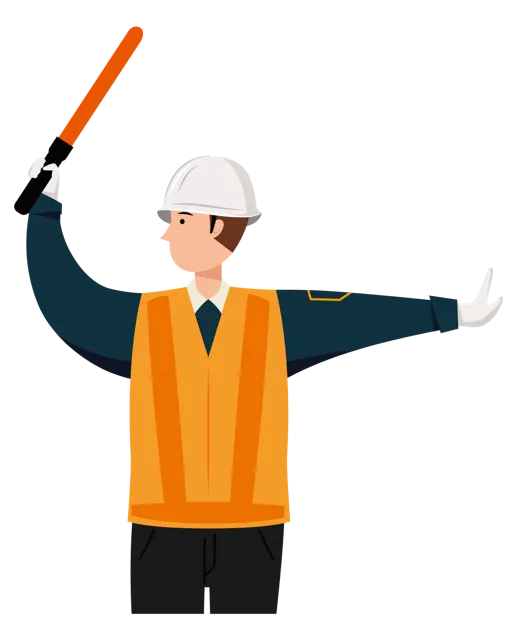 交通誘導員 イラスト（男性・上半身）| 無料・商用利用可 | TGMUBC017-01-C | 無料素材ペペロ