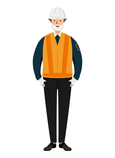 交通誘導員 イラスト（シニア男性・全身）| 無料・商用利用可 | TGSMC002-01-C | 無料素材ペペロ