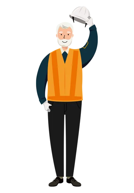 交通誘導員 イラスト（シニア男性・全身）| 無料・商用利用可 | TGSMC004-01-C | 無料素材ペペロ