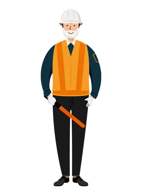 交通誘導員 イラスト（シニア男性・全身）| 無料・商用利用可 | TGSMC006-01-C | 無料素材ペペロ