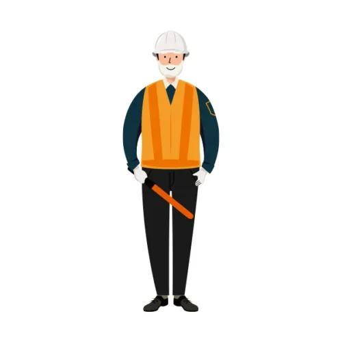 交通誘導員 イラスト（シニア男性・全身）| 無料・商用利用可 | TGSMC006-C | 無料素材ペペロ