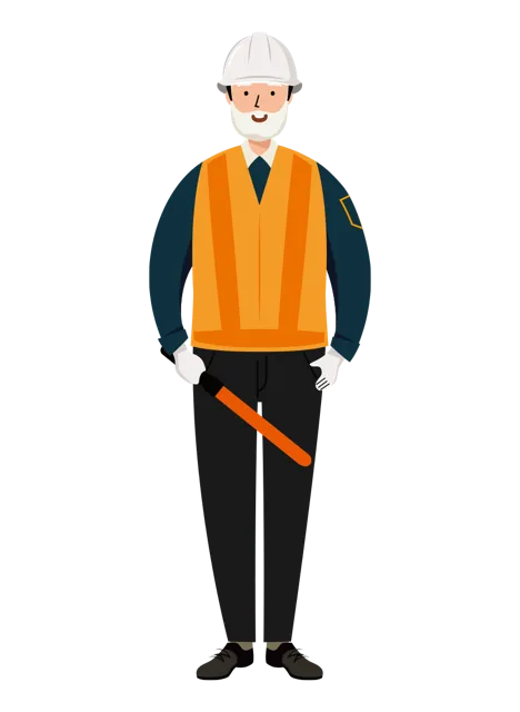 交通誘導員 イラスト（シニア男性・全身）| 無料・商用利用可 | TGSMC007-01-C | 無料素材ペペロ