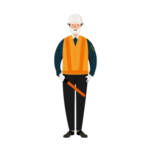 交通誘導員 イラスト（シニア男性・全身）| 無料・商用利用可 | TGSMC007-C | 無料素材ペペロ