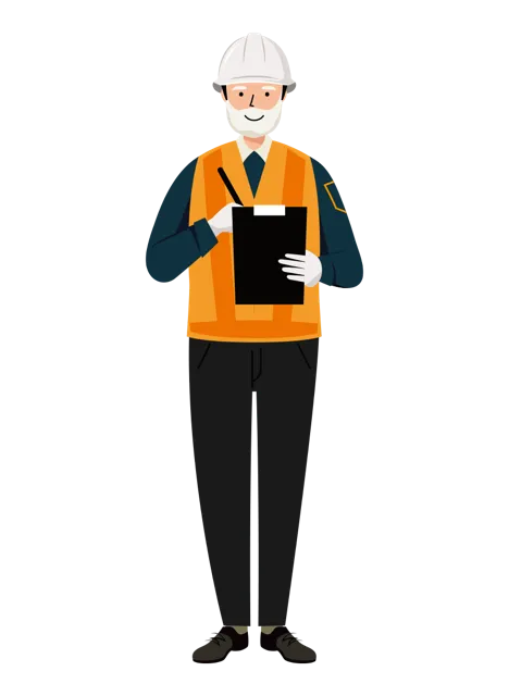 交通誘導員 イラスト（シニア男性・全身）| 無料・商用利用可 | TGSMC008-01-C | 無料素材ペペロ