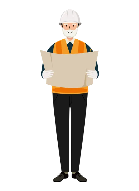 交通誘導員 イラスト（シニア男性・全身）| 無料・商用利用可 | TGSMC009-01-C | 無料素材ペペロ