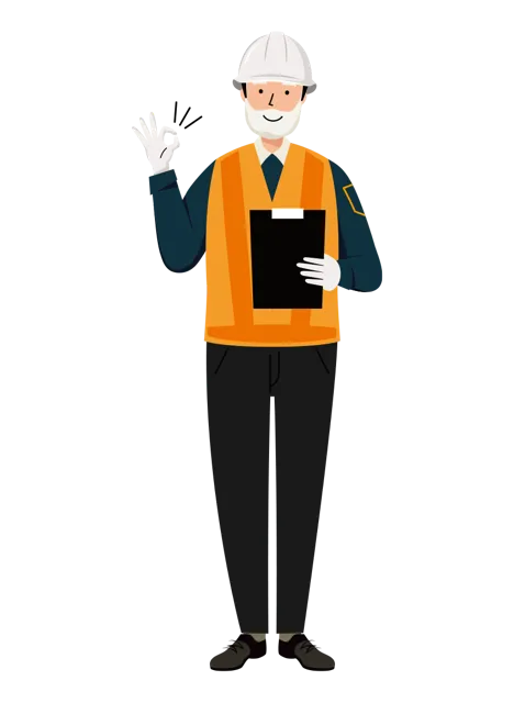 交通誘導員 イラスト（シニア男性・全身）| 無料・商用利用可 | TGSMC014-01-C | 無料素材ペペロ