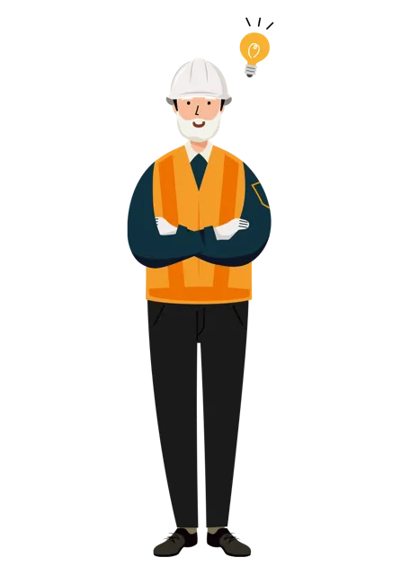 交通誘導員 イラスト（シニア男性・全身）| 無料・商用利用可 | TGSMC016-01-C | 無料素材ペペロ