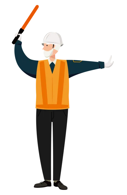 交通誘導員 イラスト（シニア男性・全身）| 無料・商用利用可 | TGSMC017-01-C | 無料素材ペペロ