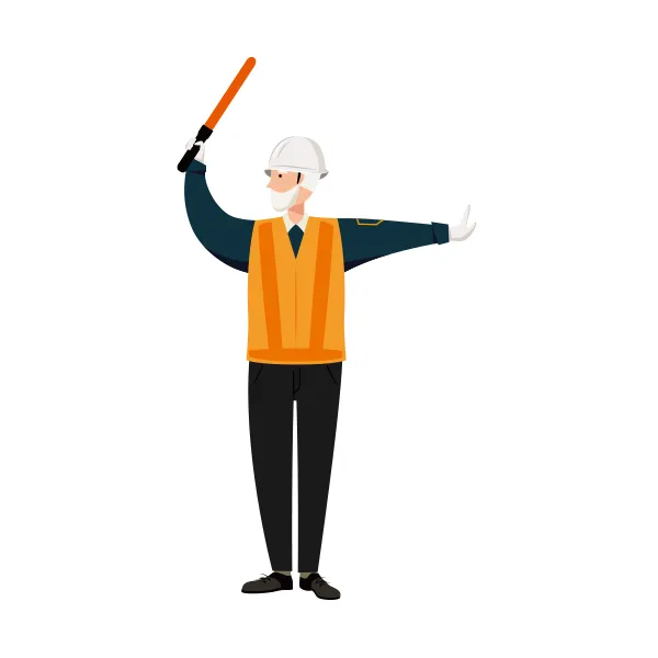 交通誘導員 イラスト（シニア男性・全身）| 無料・商用利用可 | TGSMC017-C | 無料素材ペペロ