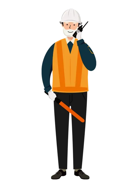 交通誘導員 イラスト（シニア男性・全身）| 無料・商用利用可 | TGSMC018-01-C | 無料素材ペペロ