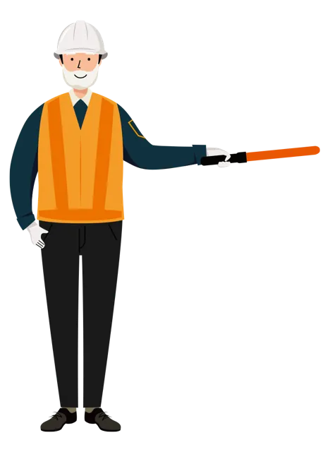 交通誘導員 イラスト（シニア男性・全身）| 無料・商用利用可 | TGSMC019-01-C | 無料素材ペペロ
