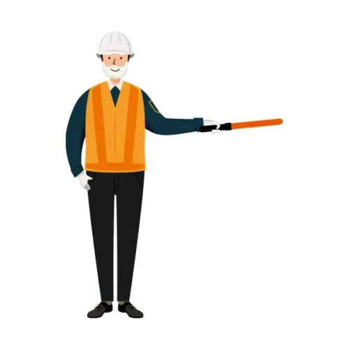 交通誘導員 イラスト（シニア男性・全身）| 無料・商用利用可 | TGSMC019-C | 無料素材ペペロ