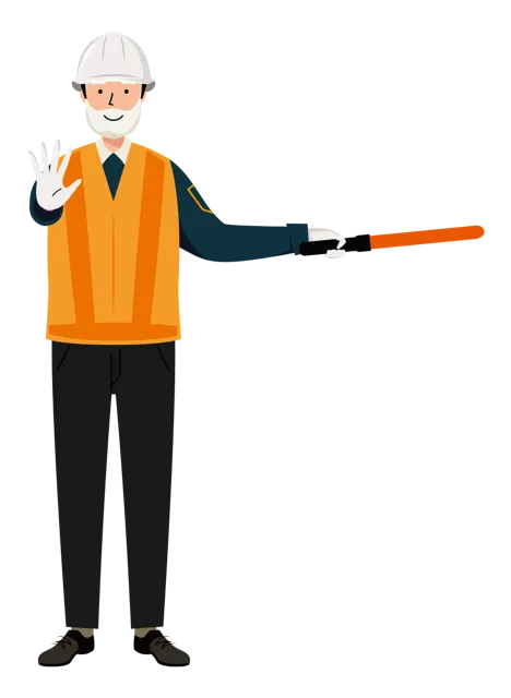 交通誘導員 イラスト（シニア男性・全身）| 無料・商用利用可 | TGSMC020-01-C | 無料素材ペペロ