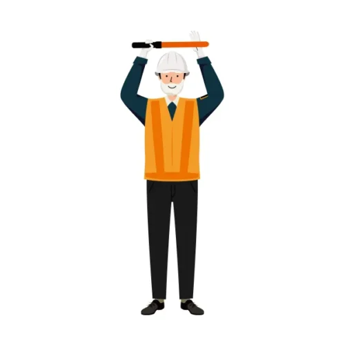 交通誘導員 イラスト（シニア男性・全身）| 無料・商用利用可 | TGSMC021-C | 無料素材ペペロ